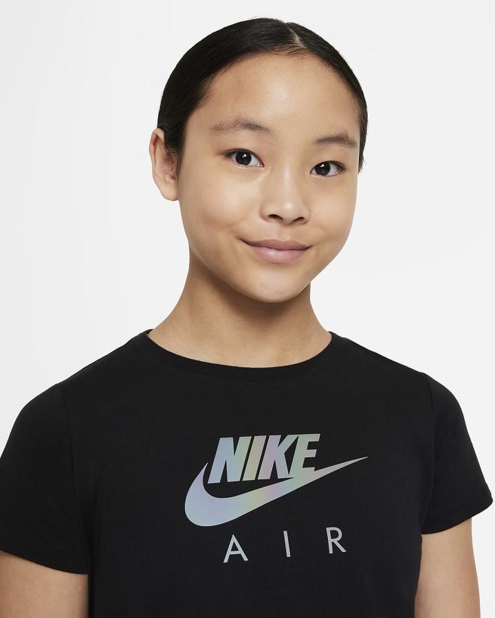 Camiseta Nike Sportswear Kids Crop Niña Negras | JCNGW-5340