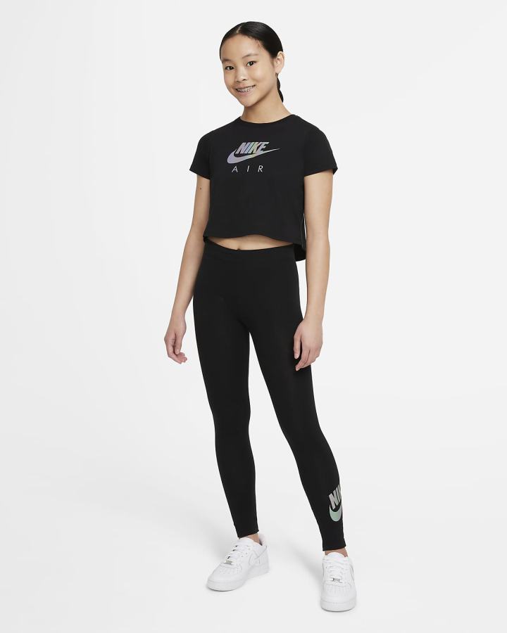 Camiseta Nike Sportswear Kids Crop Niña Negras | JCNGW-5340