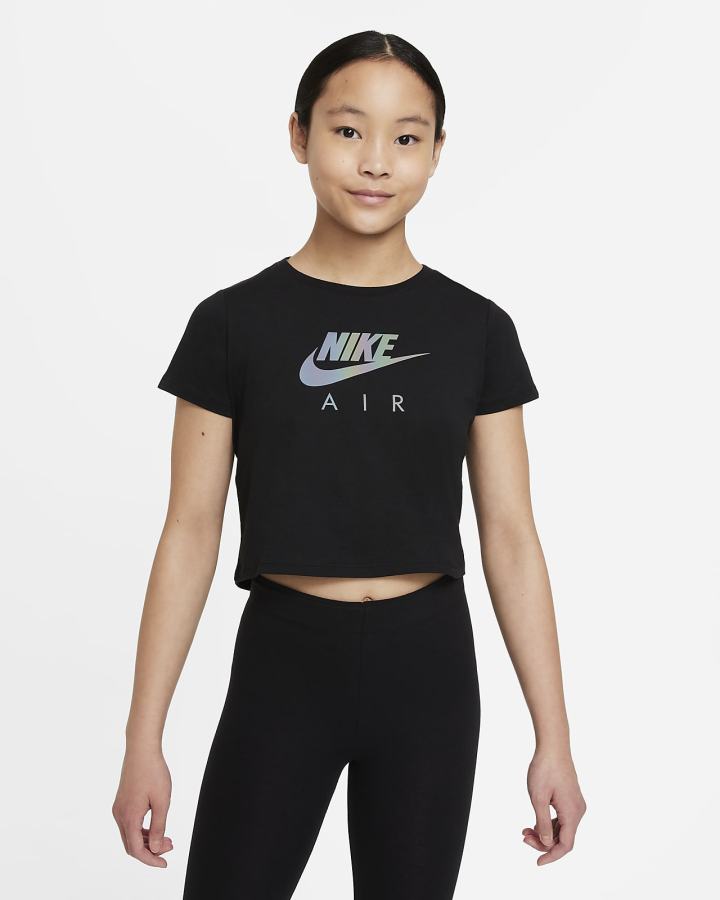 Camiseta Nike Sportswear Kids Crop Niña Negras | JCNGW-5340