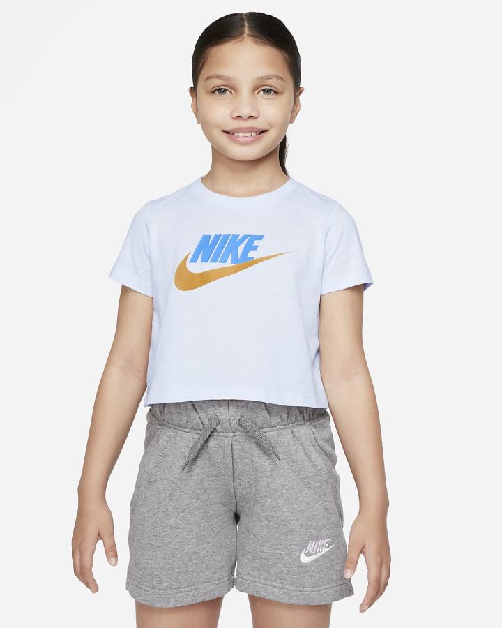 Camiseta Nike Sportswear Kids Cropped Niña Gris | EKSWV-7086