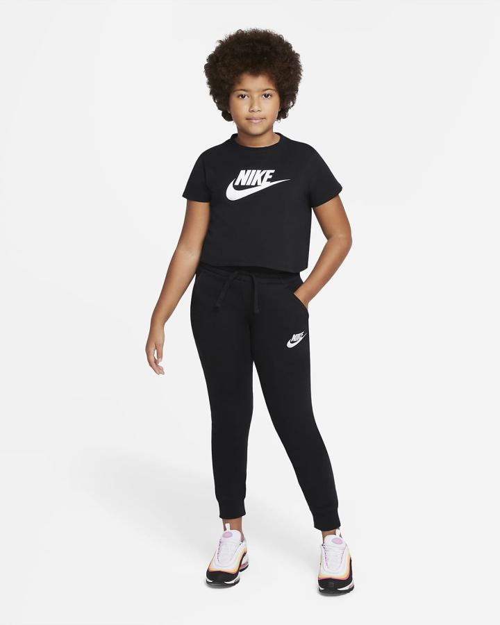 Camiseta Nike Sportswear Kids Cropped Niña Negras | JNYKI-6419