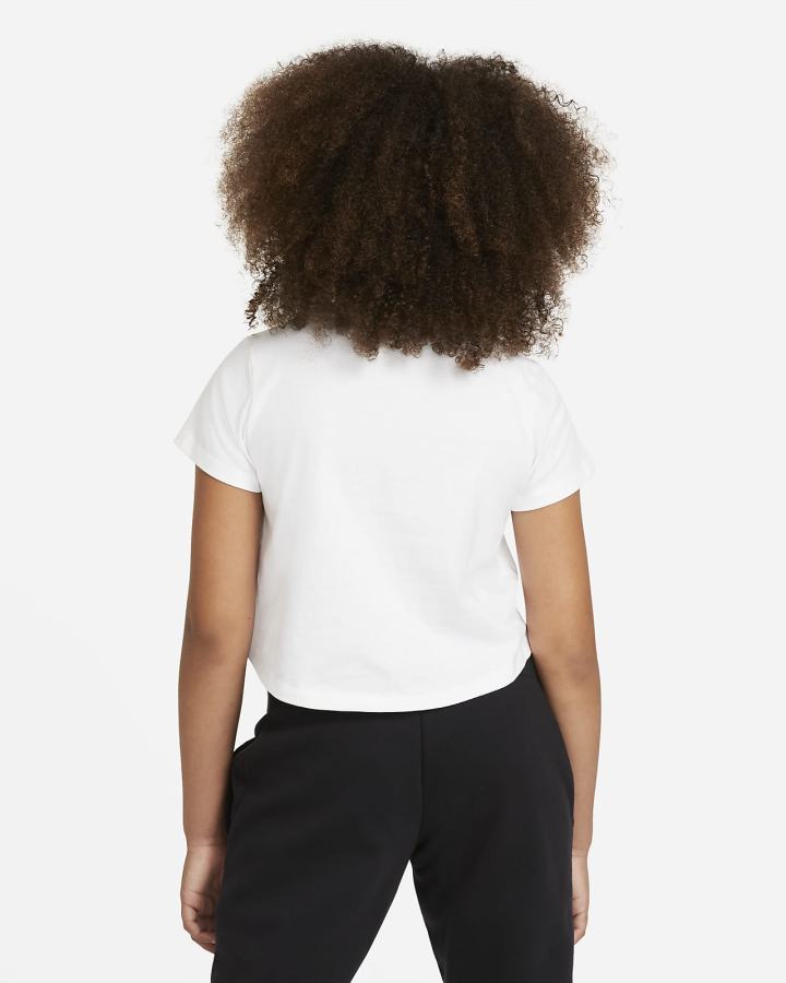 Camiseta Nike Sportswear Kids Cropped Niña Blancas Negras | ZPIVD-3108