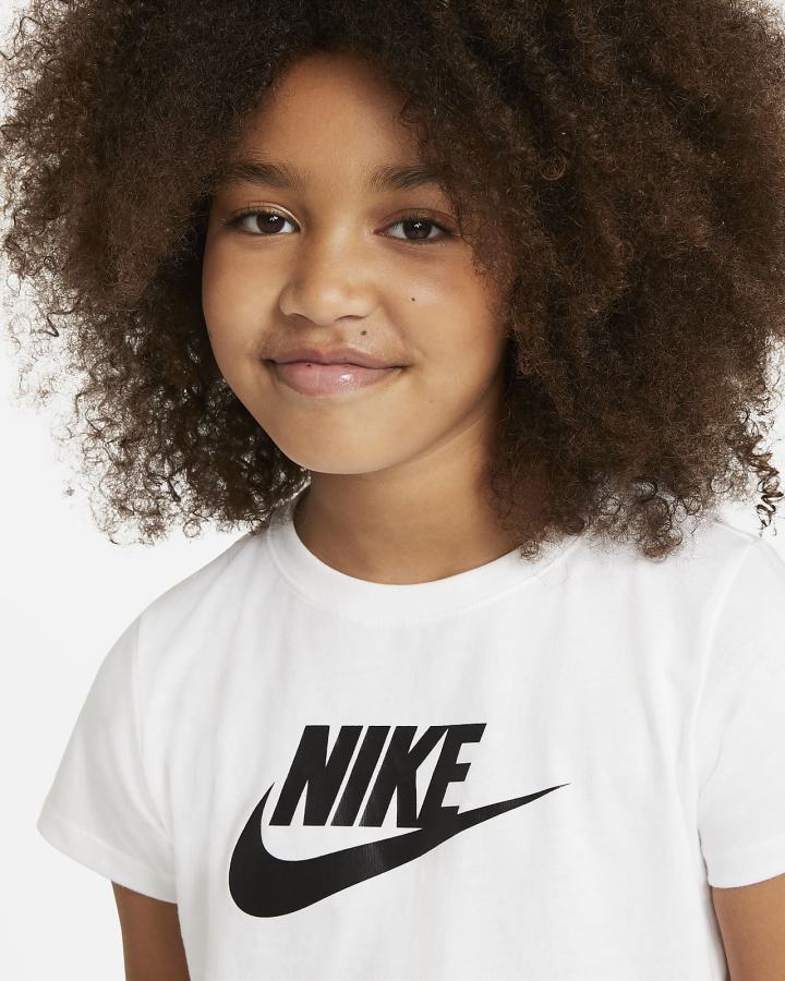 Camiseta Nike Sportswear Kids Cropped Niña Blancas Negras | ZPIVD-3108