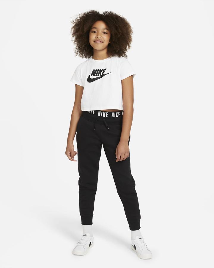 Camiseta Nike Sportswear Kids Cropped Niña Blancas Negras | ZPIVD-3108