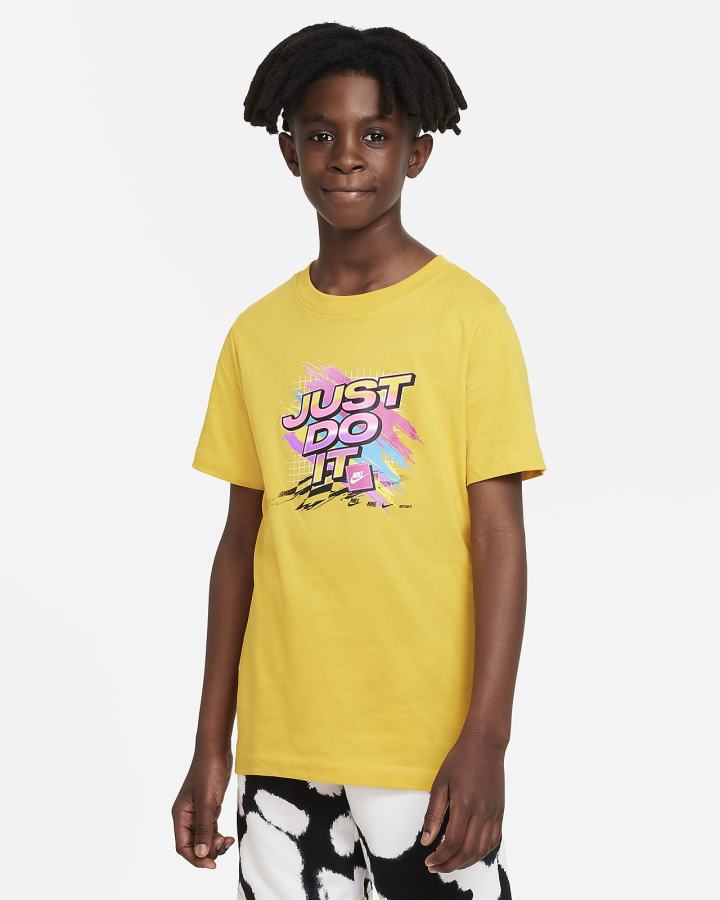 Camiseta Nike Sportswear Kids (Extended Size) Niño Amarillo | HPLAD-2490