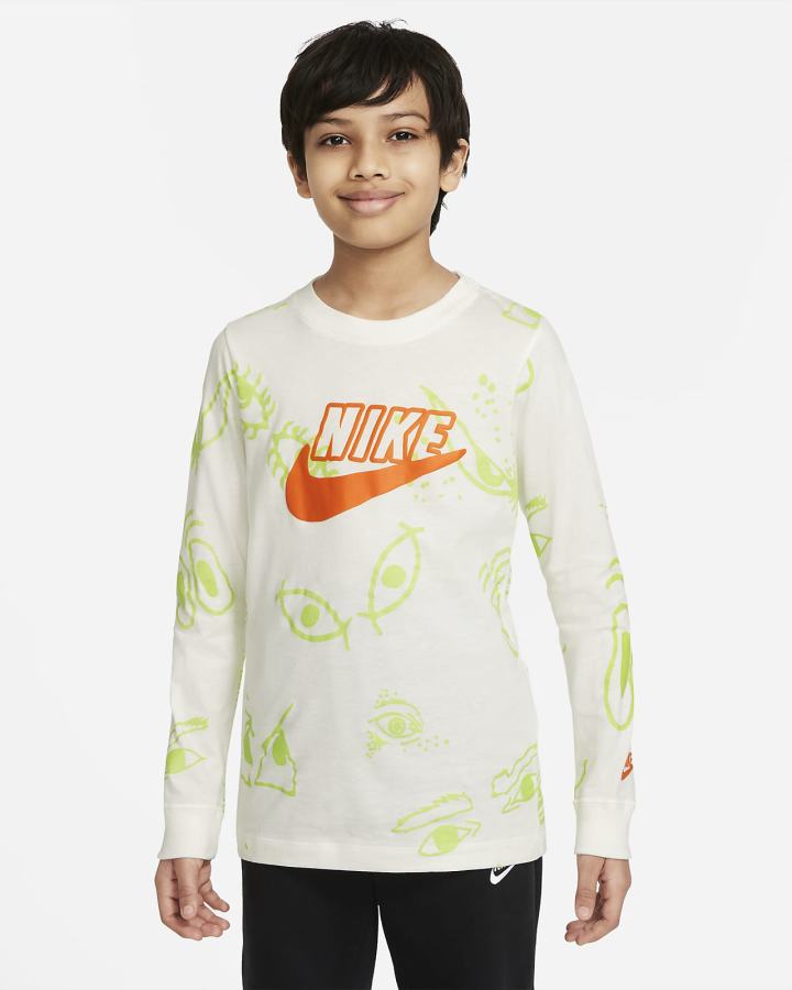 Camiseta Nike Sportswear Kids Long-Sleeve Niño Blancas | ATFLO-5684