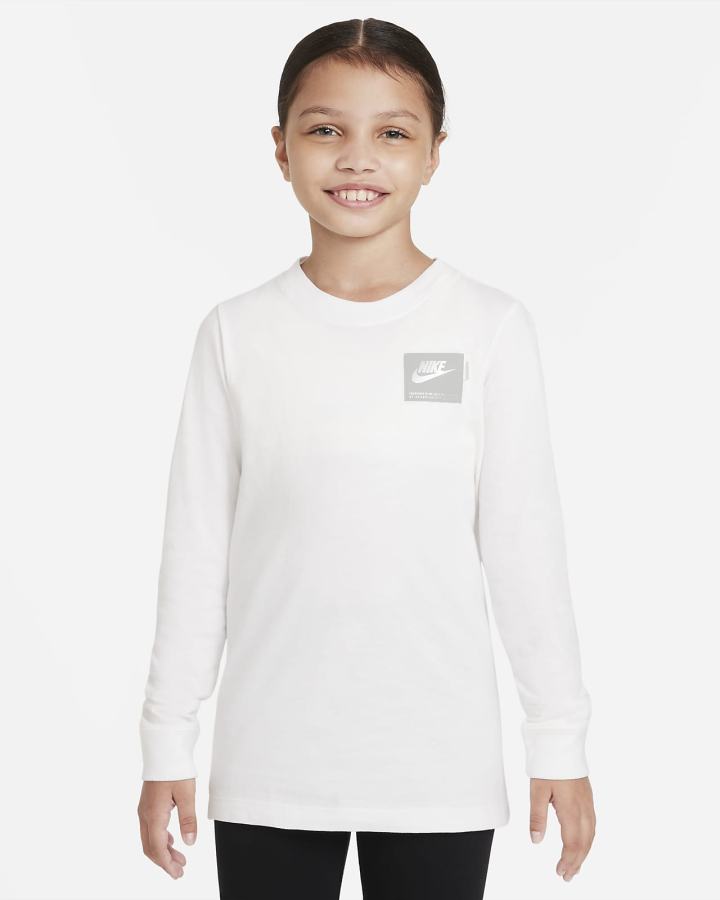 Camiseta Nike Sportswear Kids Long-Sleeve Niña Blancas | AXGOC-0147