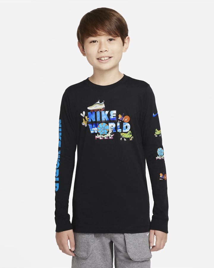 Camiseta Nike Sportswear Kids Long-Sleeve Niño Negras | CTVXP-6351