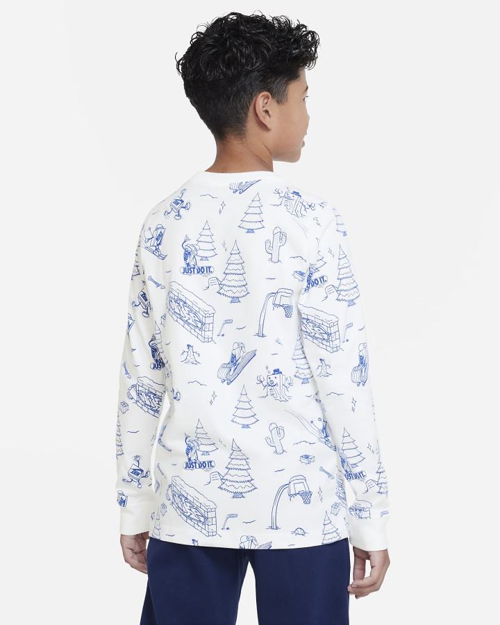 Camiseta Nike Sportswear Kids Long-Sleeve Niño Blancas | DSYPA-5382