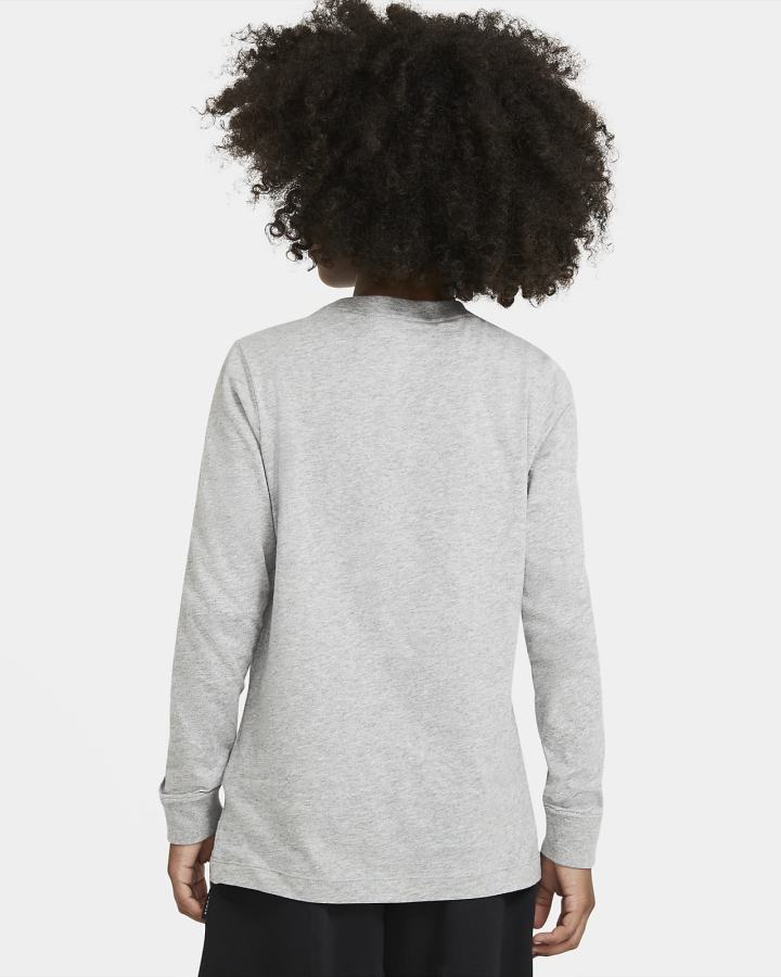 Camiseta Nike Sportswear Kids Long-Sleeve Niño Gris Oscuro Blancas | GTNBH-5604