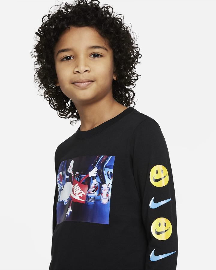 Camiseta Nike Sportswear Kids Long-Sleeve Niño Negras | OQFTM-8910