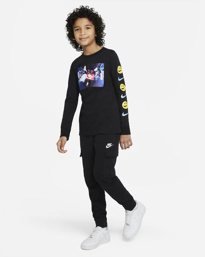 Camiseta Nike Sportswear Kids Long-Sleeve Niño Negras | OQFTM-8910