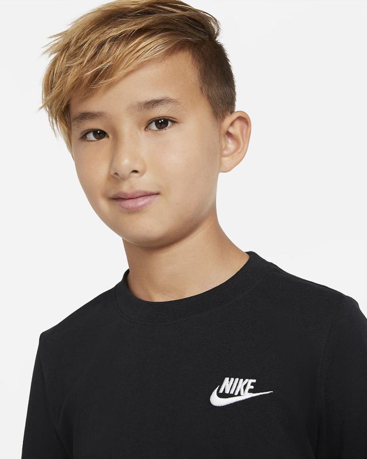 Camiseta Nike Sportswear Kids Long-Sleeve Niño Negras Blancas | RVPTH-5639