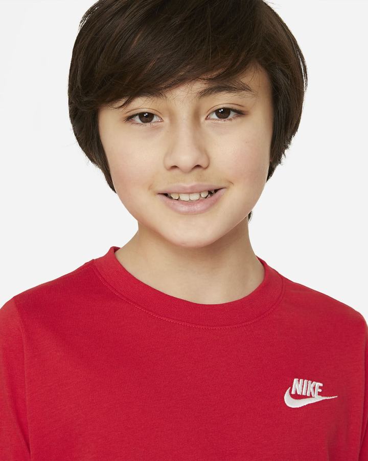 Camiseta Nike Sportswear Kids Long-Sleeve Niño Rojas Blancas | TJDWR-1523