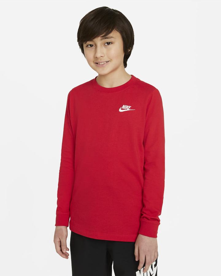 Camiseta Nike Sportswear Kids Long-Sleeve Niño Rojas Blancas | TJDWR-1523