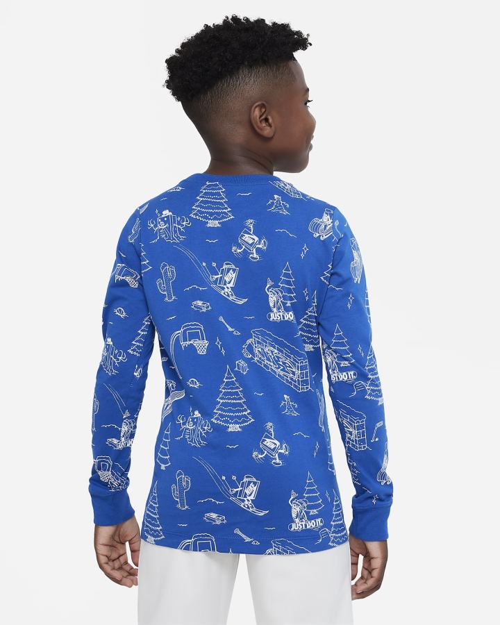 Camiseta Nike Sportswear Kids Long-Sleeve Niño Azules | UXSAT-3250