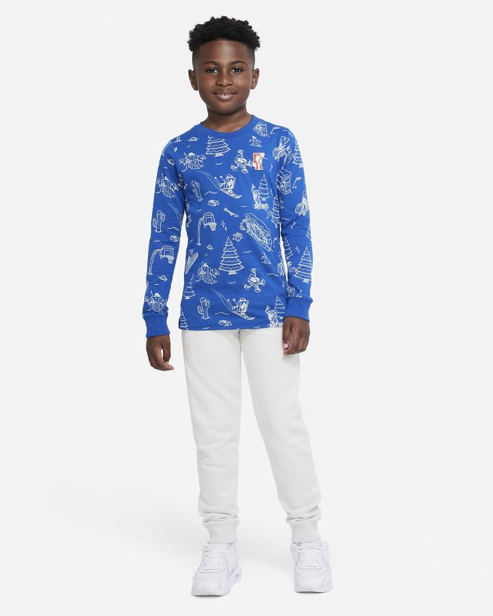 Camiseta Nike Sportswear Kids Long-Sleeve Niño Azules | UXSAT-3250