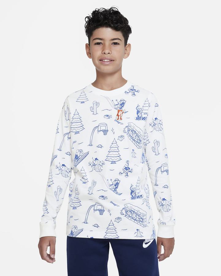 Camiseta Nike Sportswear Kids Long-Sleeve Niño Azules | UXSAT-3250
