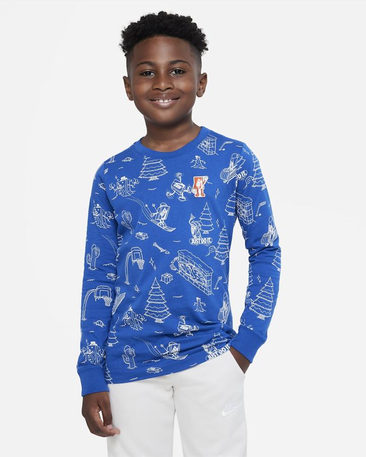 Camiseta Nike Sportswear Kids Long-Sleeve Niño Azules | UXSAT-3250