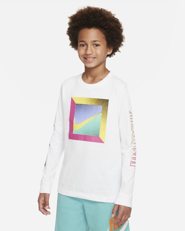 Camiseta Nike Sportswear Kids Long-Sleeve Niño Blancas | WCJDO-5820