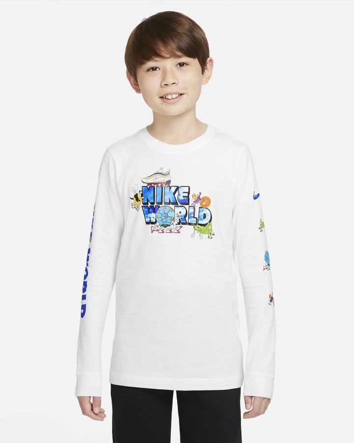 Camiseta Nike Sportswear Kids Long-Sleeve Niño Blancas | WXFAE-3186