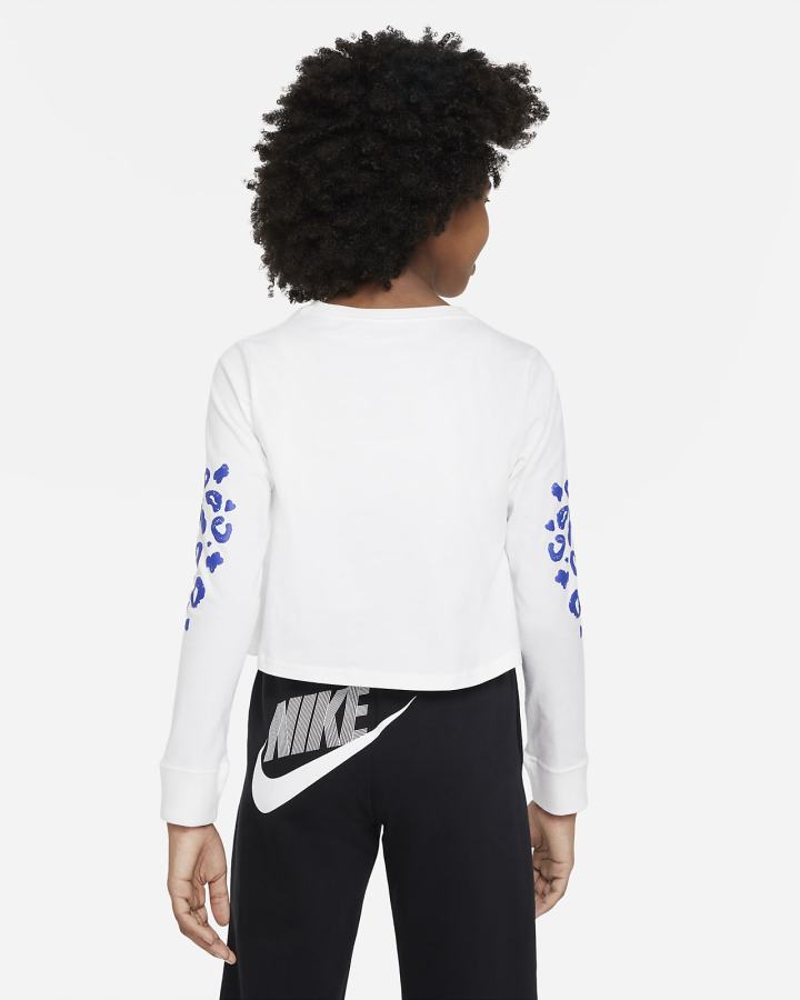 Camiseta Nike Sportswear Kids Long-Sleeve Cropped Niña Blancas | XTDFR-9024