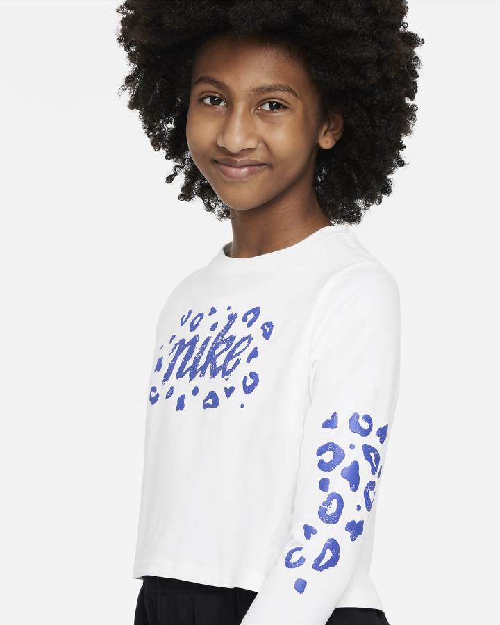 Camiseta Nike Sportswear Kids Long-Sleeve Cropped Niña Blancas | XTDFR-9024