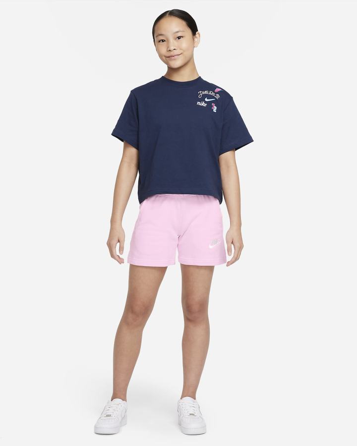 Camiseta Nike Sportswear Kids Niña Azul Marino Rosas | MNTXK-0472