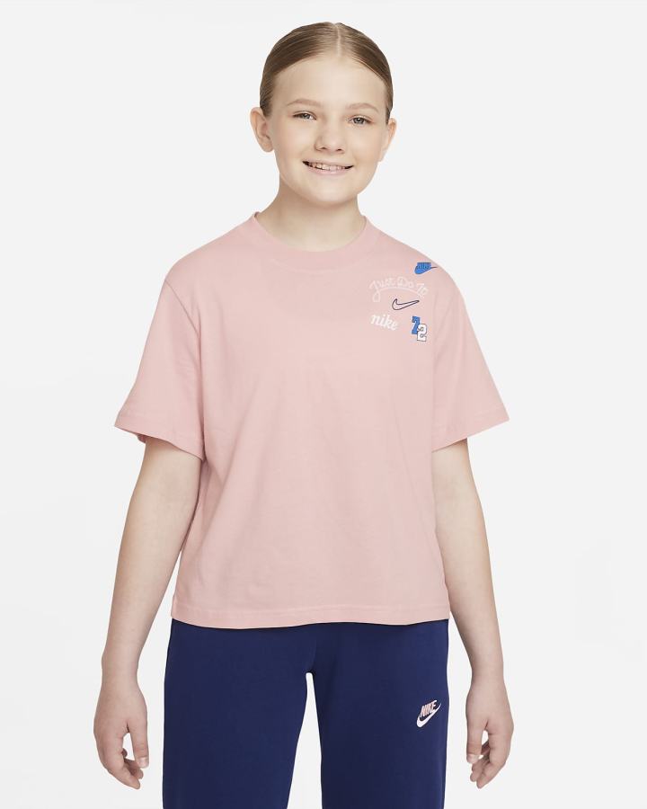 Camiseta Nike Sportswear Kids Niña Azul Marino Rosas | MNTXK-0472