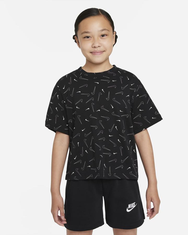 Camiseta Nike Sportswear Kids Niña Negras | QTAHX-4163