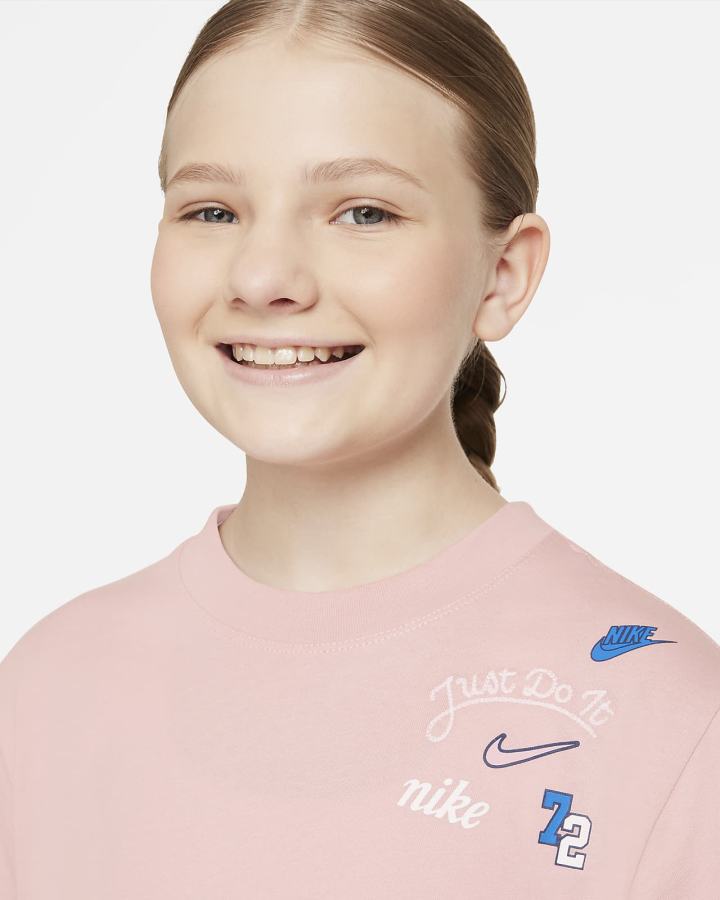 Camiseta Nike Sportswear Kids Niña Rosas Azul Marino | RJDHS-7532