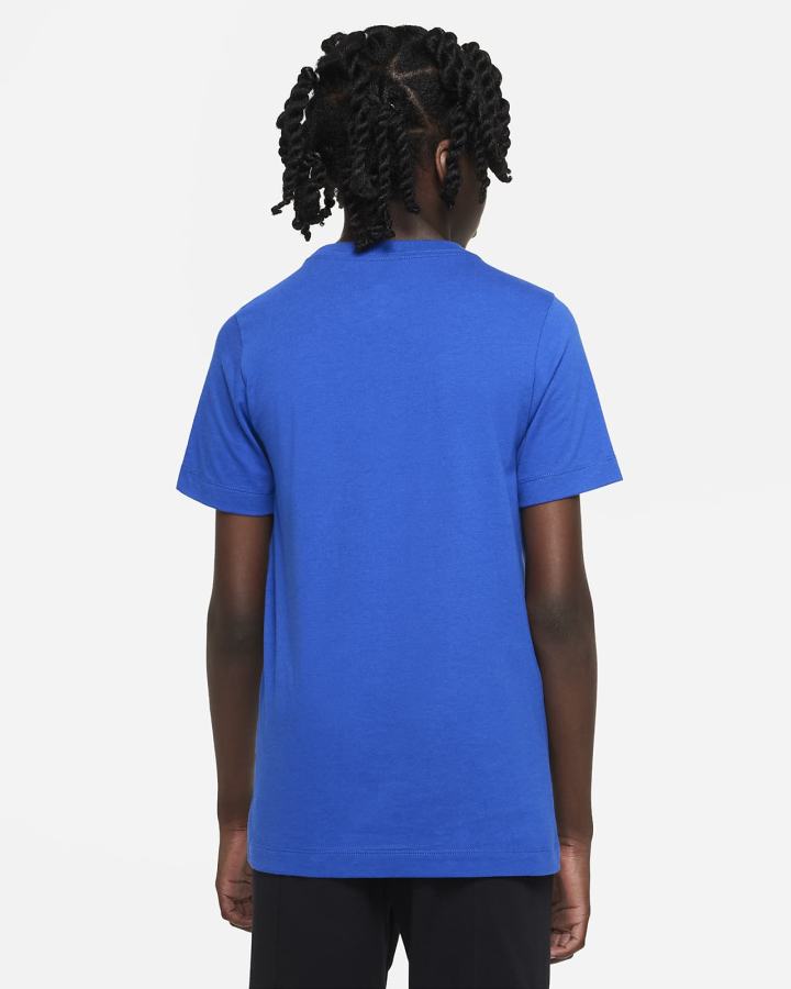 Camiseta Nike Sportswear Kids Niño Azul Real Blancas | QTVHC-0496