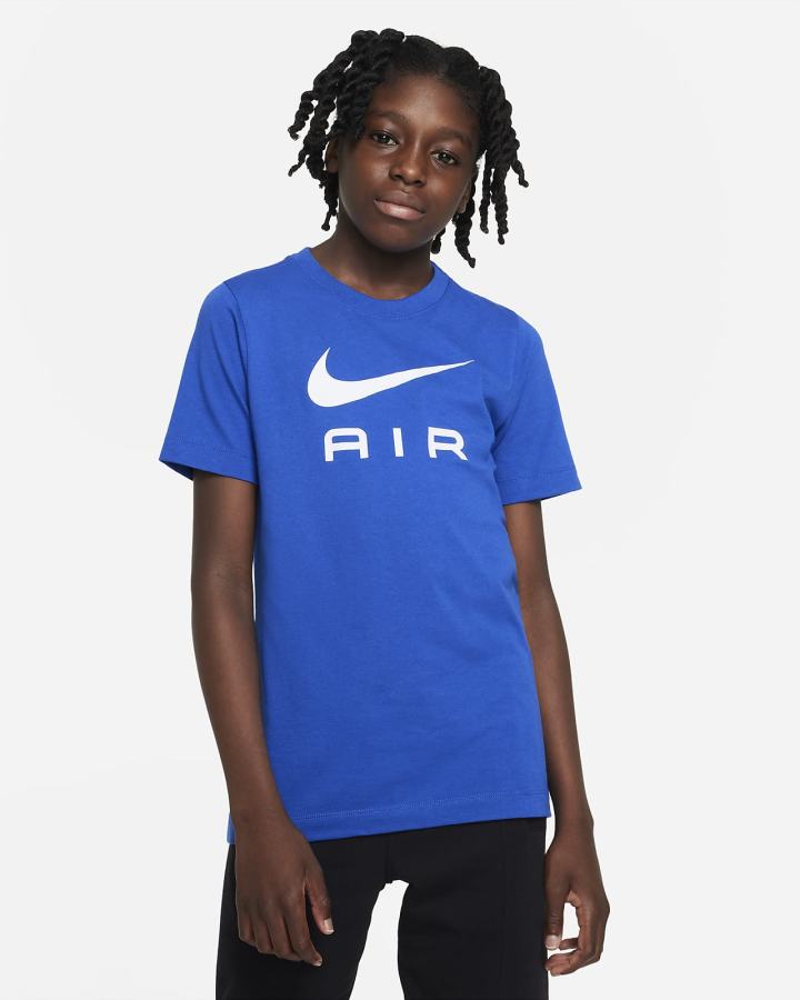 Camiseta Nike Sportswear Kids Niño Azul Real Blancas | QTVHC-0496