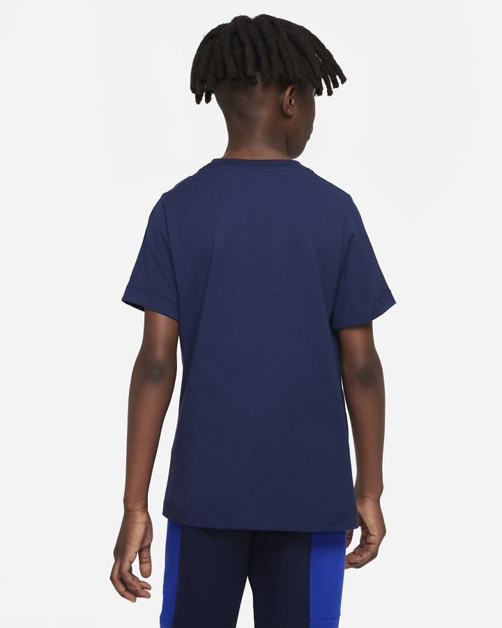 Camiseta Nike Sportswear Kids Niño Azul Marino Blancas | RPEQM-2053