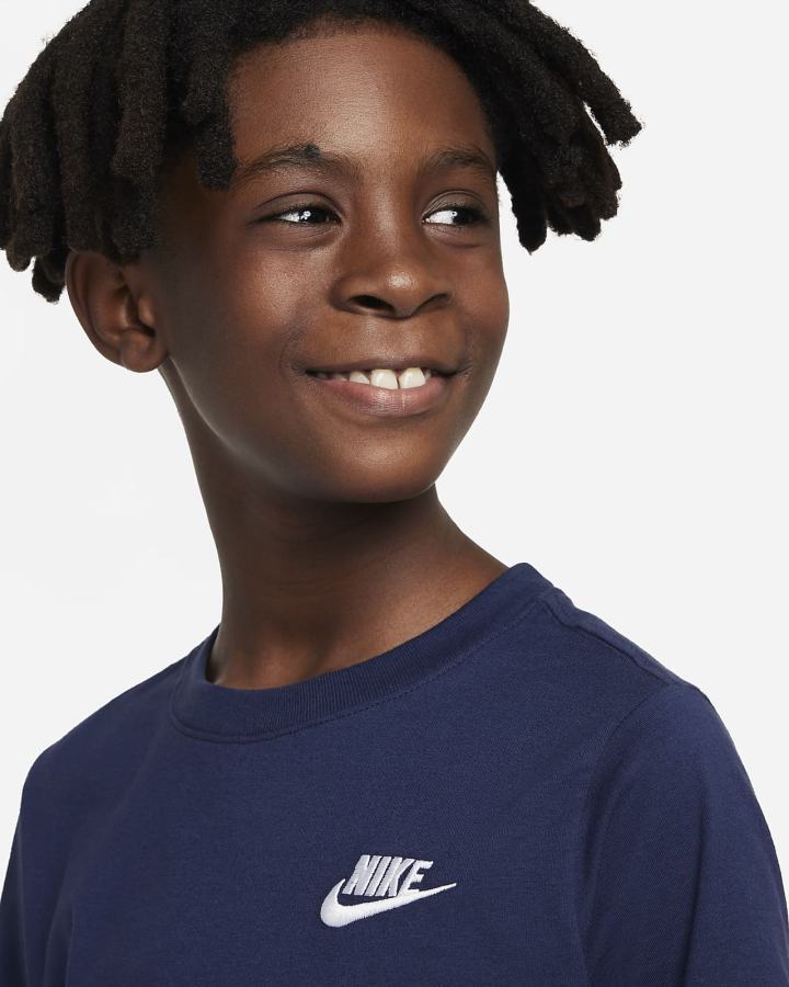 Camiseta Nike Sportswear Kids Niño Azul Marino Blancas | RPEQM-2053