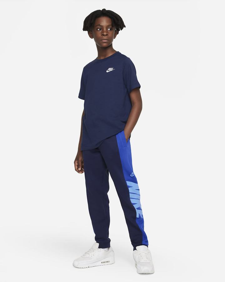 Camiseta Nike Sportswear Kids Niño Azul Marino Blancas | RPEQM-2053