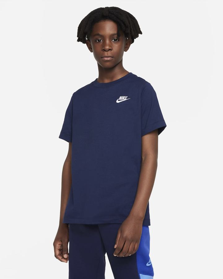 Camiseta Nike Sportswear Kids Niño Azul Marino Blancas | RPEQM-2053