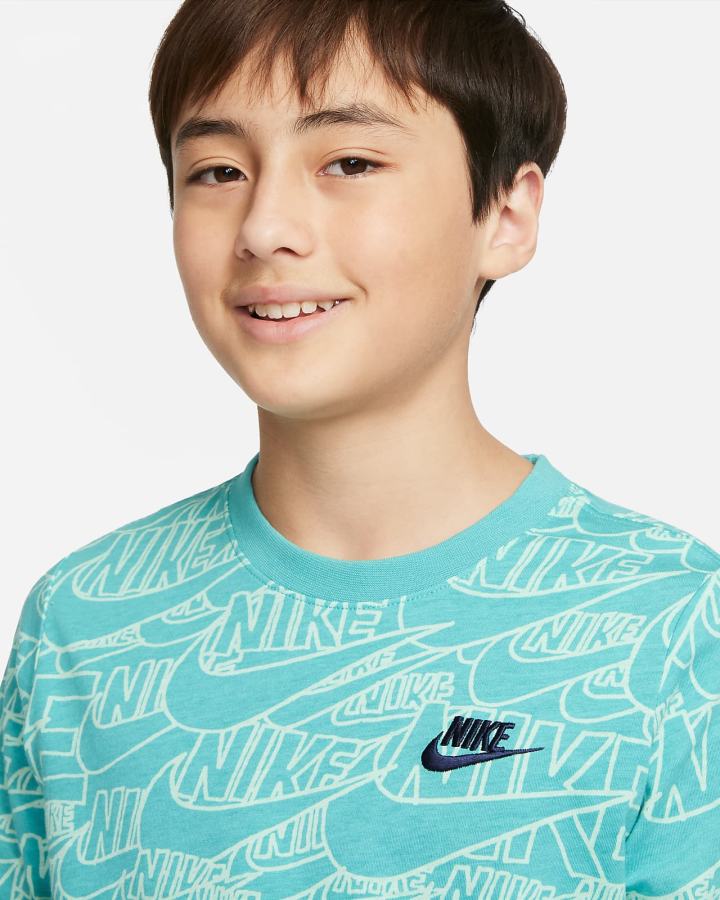 Camiseta Nike Sportswear Kids Niño Turquesa Verde Menta | TIKVF-1092