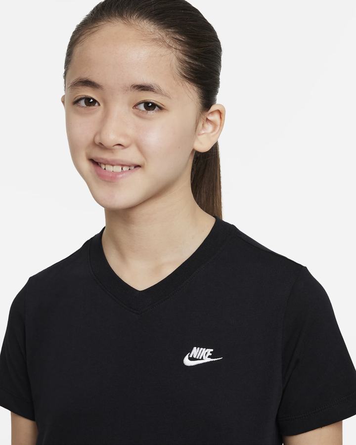 Camiseta Nike Sportswear Kids V-Neck Niña Negras | DPRVI-8341