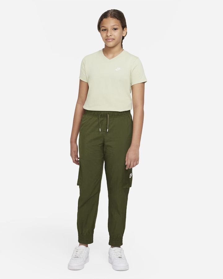 Camiseta Nike Sportswear Kids V-Neck Niña Verde Oliva | LNFTX-8196