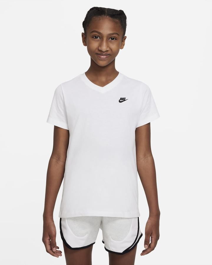 Camiseta Nike Sportswear Kids V-Neck Niña Blancas | UOJCQ-4709
