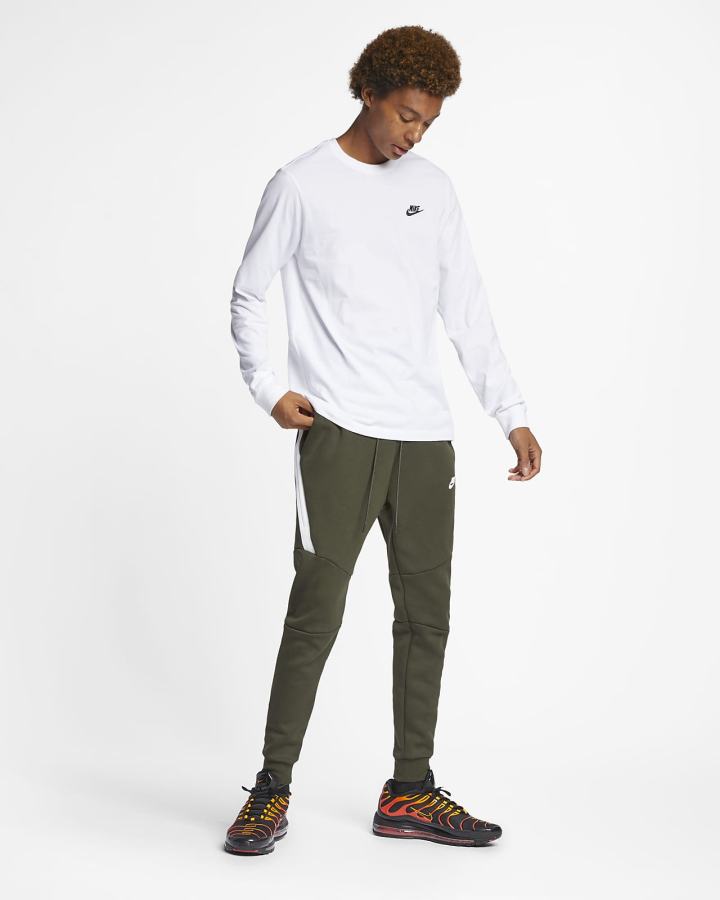Camiseta Nike Sportswear Long-Sleeve Hombre Blancas Negras | CUQSJ-2613