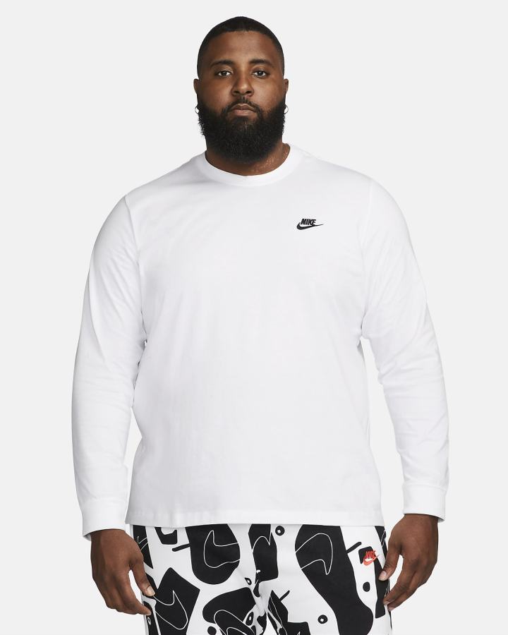 Camiseta Nike Sportswear Long-Sleeve Hombre Blancas Negras | CUQSJ-2613