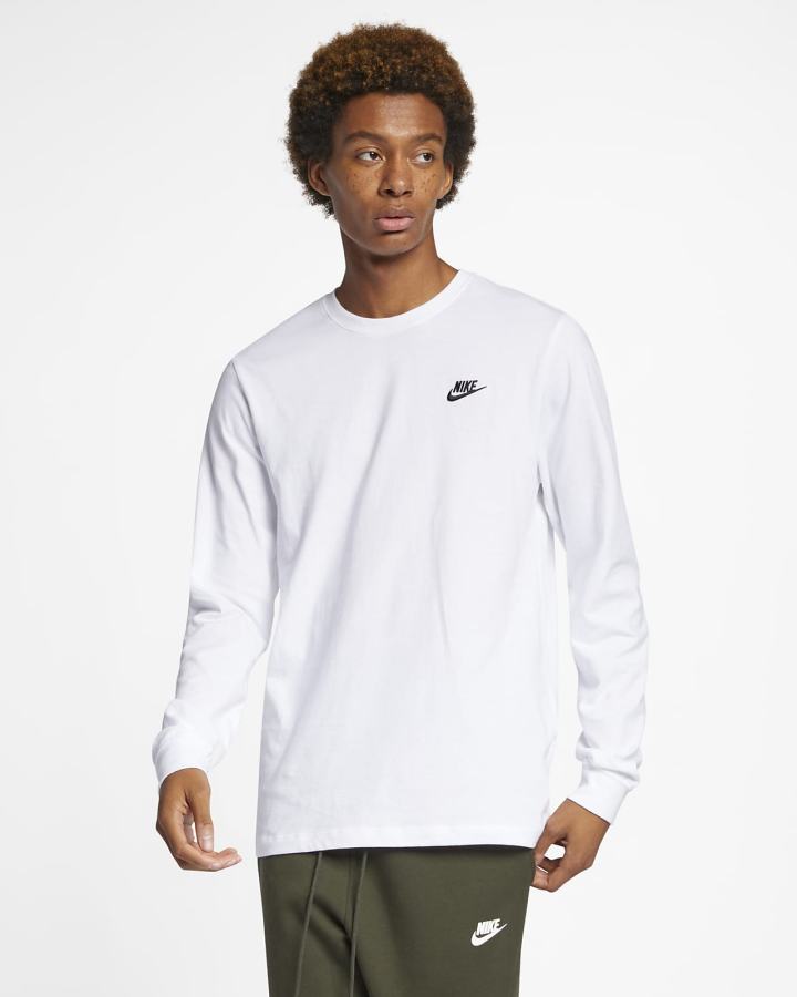 Camiseta Nike Sportswear Long-Sleeve Hombre Blancas Negras | CUQSJ-2613