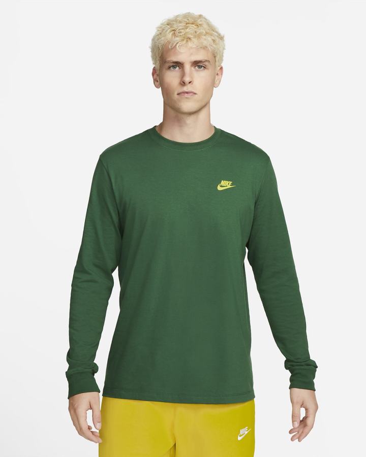Camiseta Nike Sportswear Long-Sleeve Hombre Verde | DEIFJ-0497
