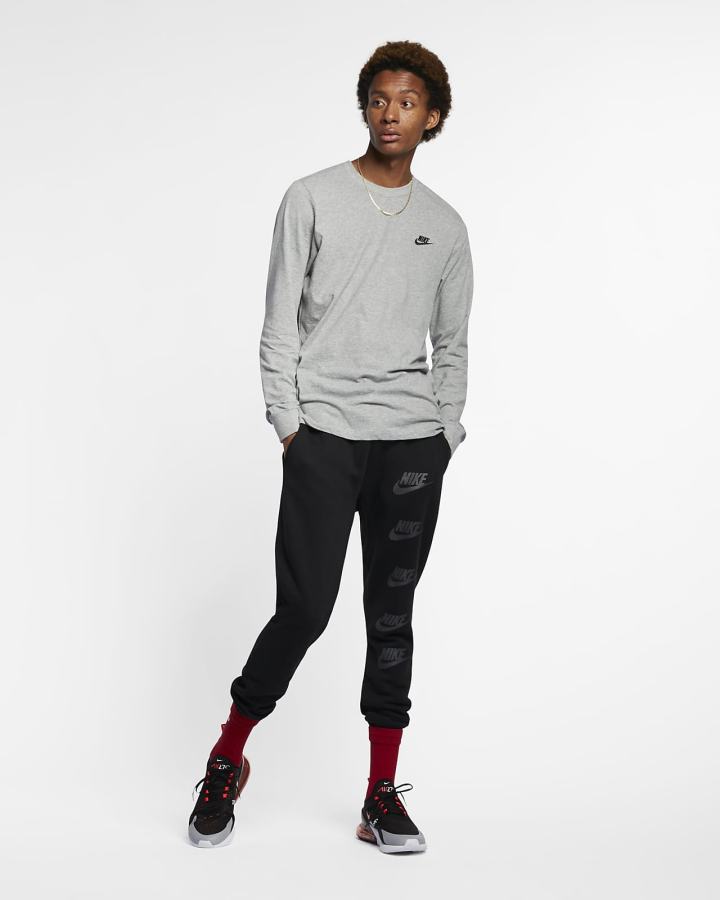 Camiseta Nike Sportswear Long-Sleeve Hombre Gris Oscuro Negras | FTMYN-6453