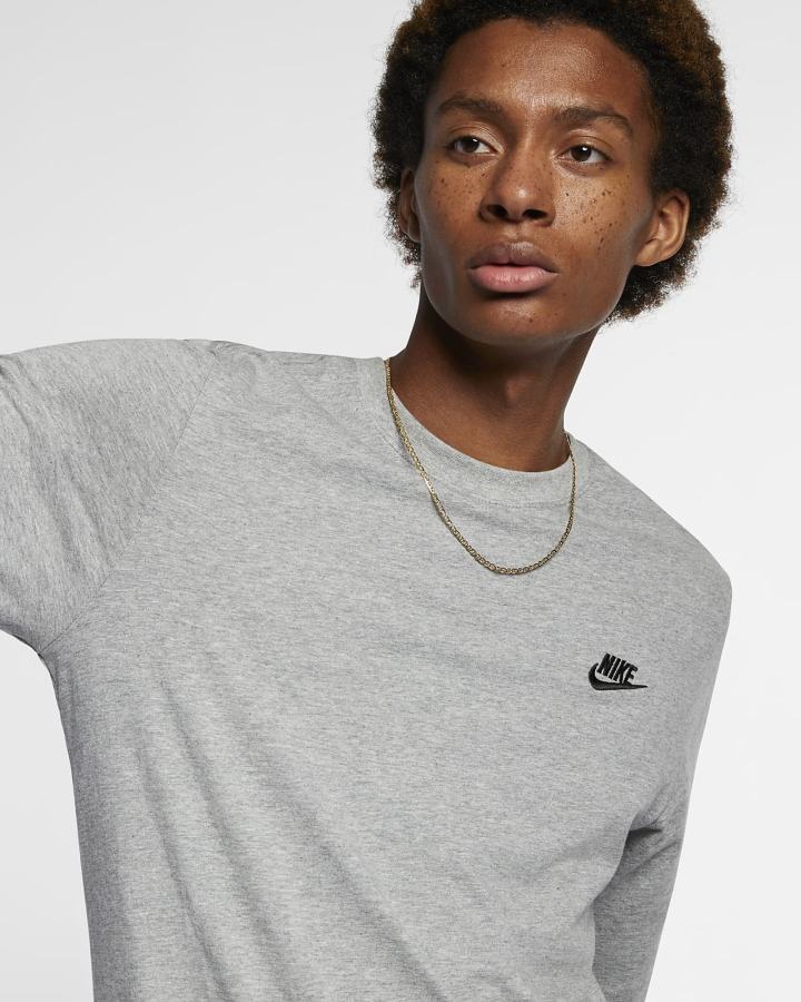 Camiseta Nike Sportswear Long-Sleeve Hombre Gris Oscuro Negras | FTMYN-6453