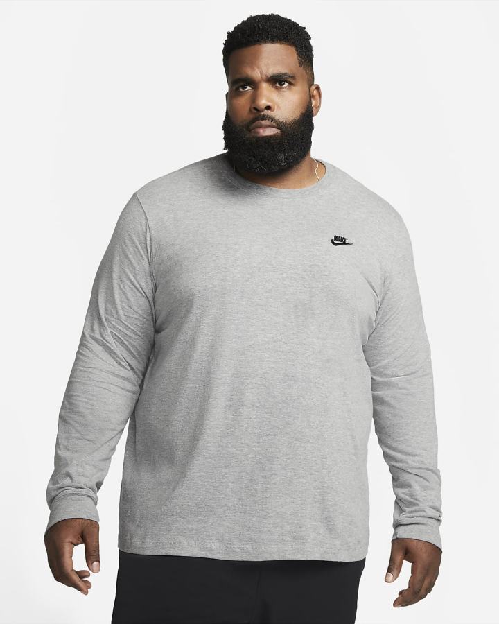 Camiseta Nike Sportswear Long-Sleeve Hombre Gris Oscuro Negras | FTMYN-6453