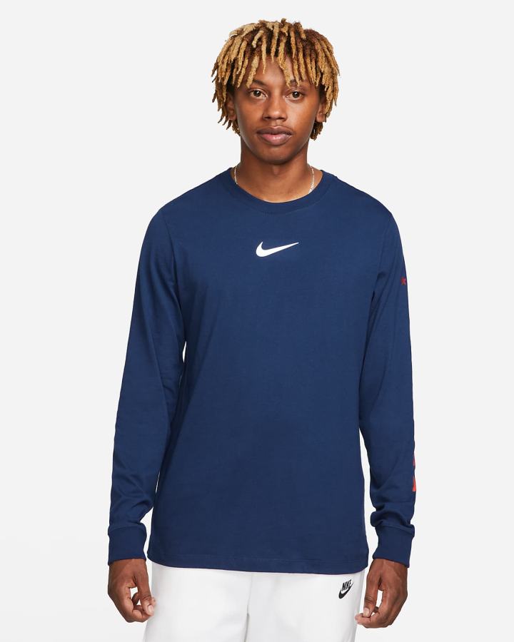 Camiseta Nike Sportswear Long-Sleeve Hombre Azules | JSGNM-7842