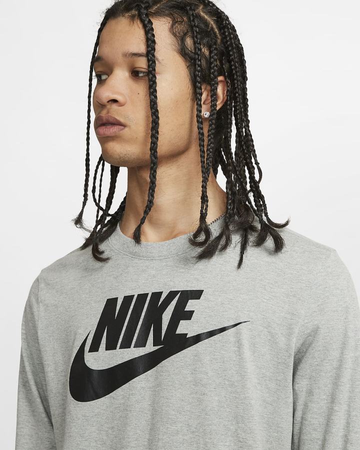 Camiseta Nike Sportswear Long-Sleeve Hombre Gris Oscuro Negras | MIWCR-6023